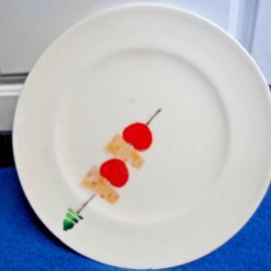 Over & Back Salad Dessert Plate Portugal Skewer cheese tomato Lot of 4